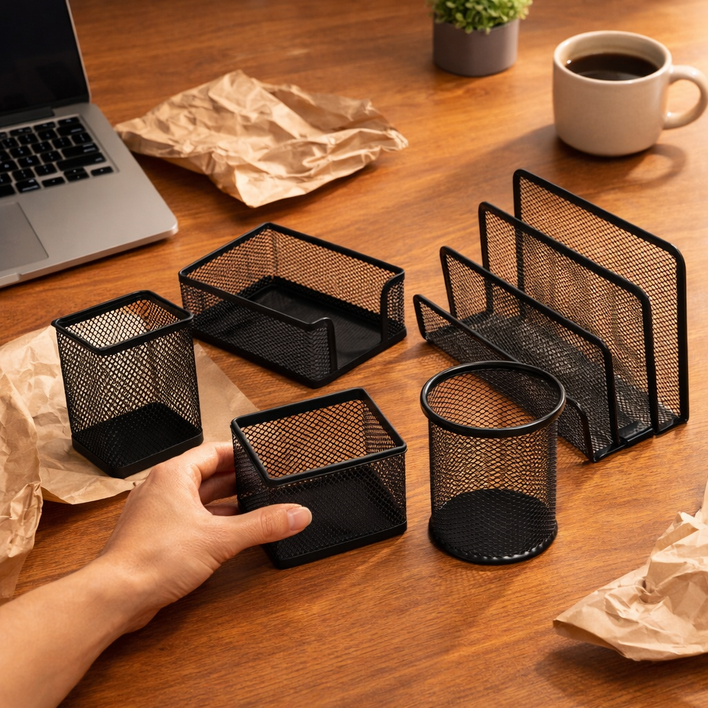 Conjunto 4 Organizadores de Mesa (Metal Preto)