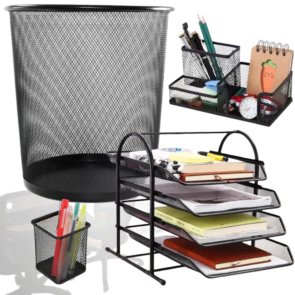 Kit Escritório Completo (Metal + Lixeira 12L)
