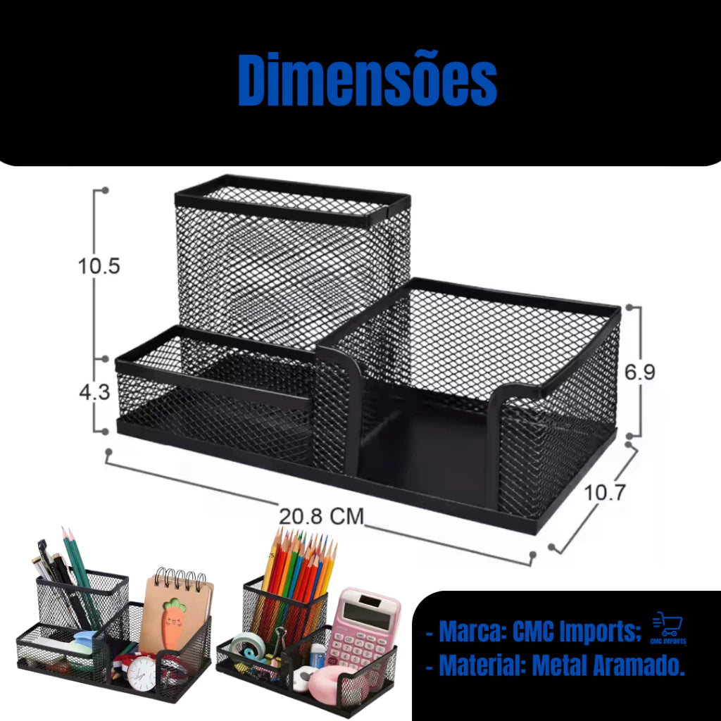 Kit Escritório Completo (Metal + Lixeira 12L)