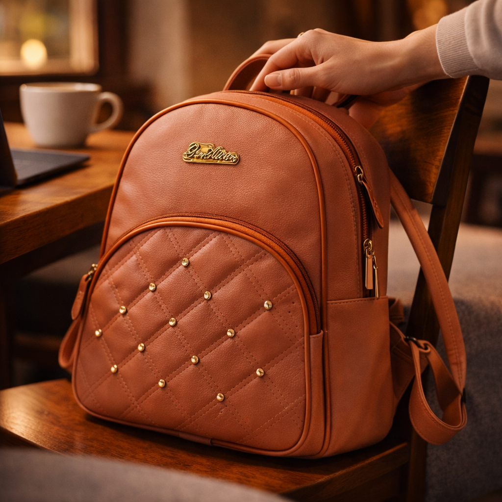 Mochila em Couro Sintético (Elegante e Versátil)