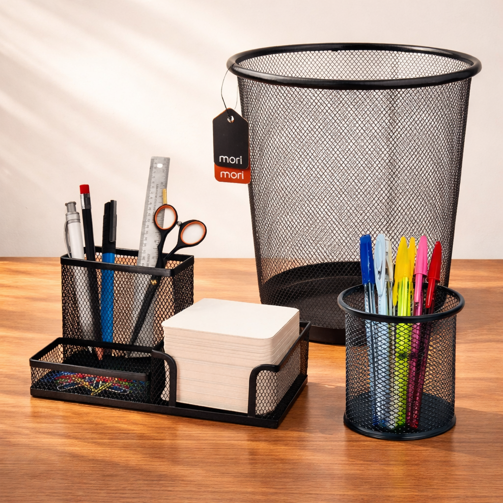 Organizador de Mesa 3 Peças (Metal Preto 10L)