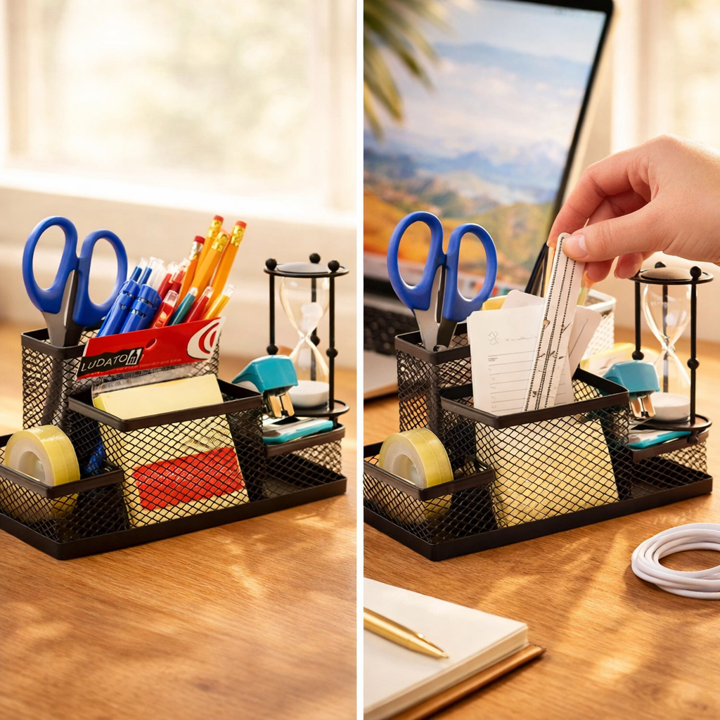 Porta-Canetas Aramado com Divisórias
