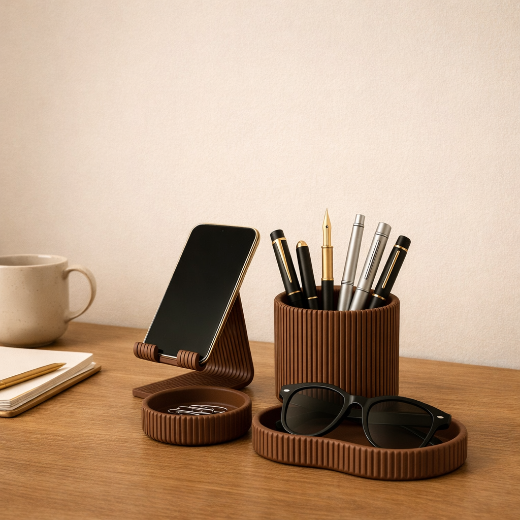 Porta-Canetas 3D com Suporte para Celular e Óculos